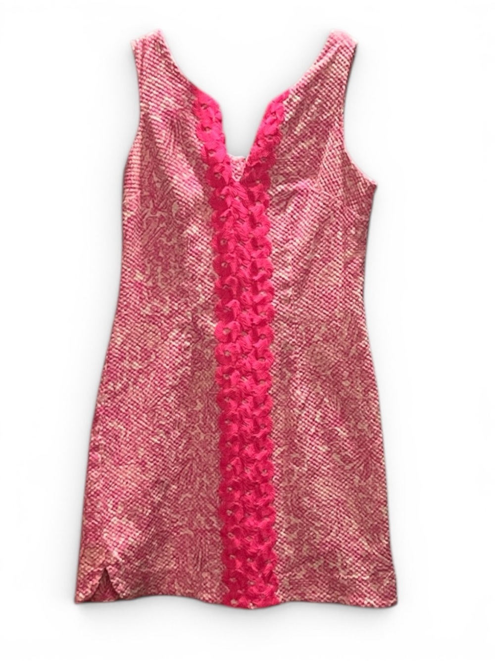 Lilly Pulitzer See Ya Later Pink Floral-Trim Sleeveless Dress Sz 2
